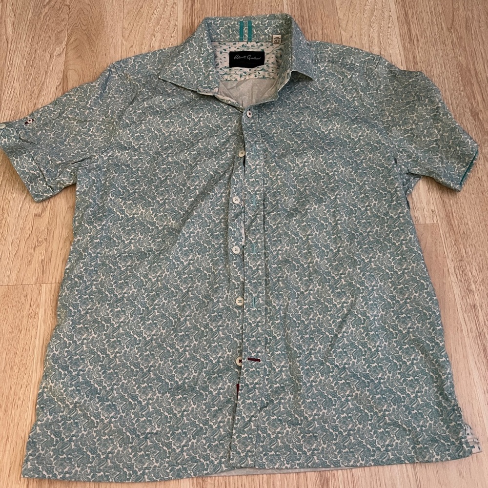 Robert Graham Teal and White Casual Button Down Shirt